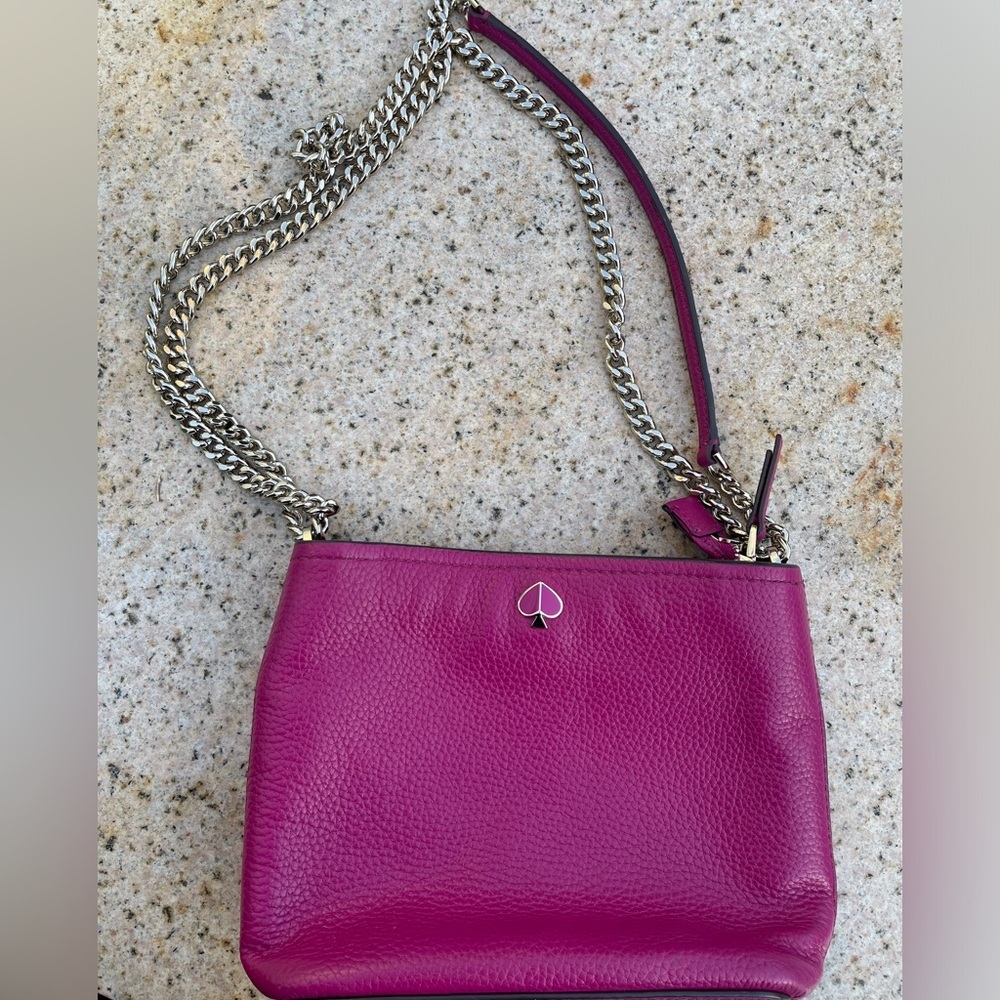 Kate Spade Polly Pink Genuine Leather Gold Chain Crossbody EUC coquette barbie